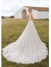 Ivory Eyelash Lace Gorgeous Cathedral Wedding Dress